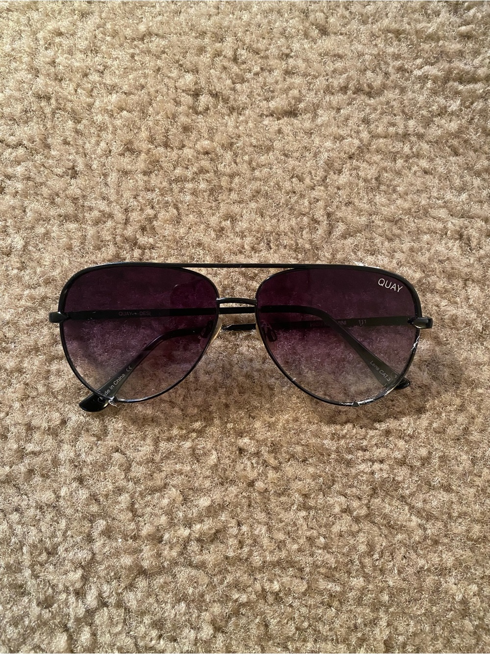 Quay x Desi High Key Mini Aviator Sunglasses Black Gradient